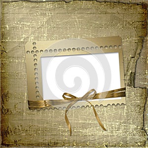 Grunge frame with ribbon and bow