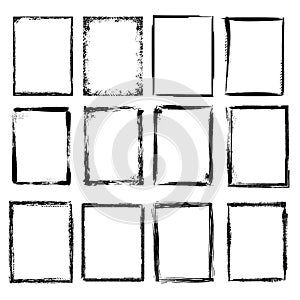 Grunge frames. Scratchy sketched shapes for graphic design projects vector collection