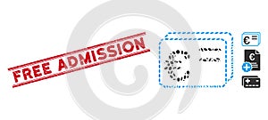 Grunge Free Admission Line Seal with Collage Euro Account Cards Icon