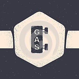 Grunge Gas filling station icon isolated on grey background. Transport related service building Gasoline and oil station