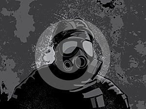 Grunge gasmask background photo
