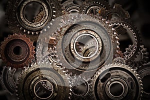 Grunge gear, cog wheels mechanism background.. Industry, science