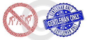 Grunge Gentleman Only Round Stamp and Recursion Forbidden Slavery Icon Collage