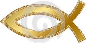 Grunge Gold Religion Ichthys Mystical Symbol