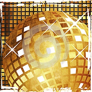 Grunge golden disco ball