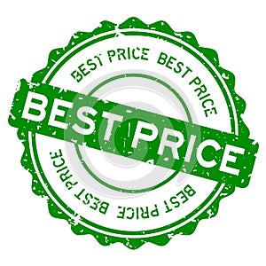 Grunge green best price word round rubber stamp on white background