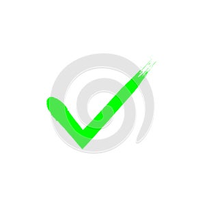 Grunge green check mark icon. Tick symbol in green color vector