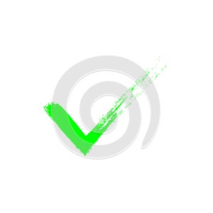 Grunge green check mark icon. Tick symbol in green color vector