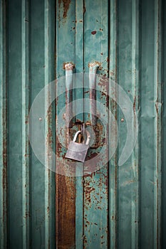 Grunge green door lock