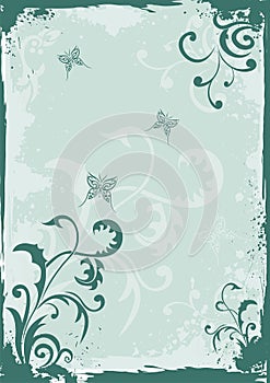Grunge green floral background