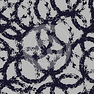 Grunge grey seamless pattern with black overlaying circles