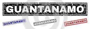 Grunge GUANTANAMO Textured Rectangle Stamps