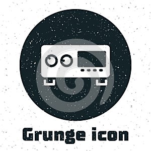 Grunge Guitar amplifier icon isolated on white background. Musical instrument. Monochrome vintage drawing. Vector