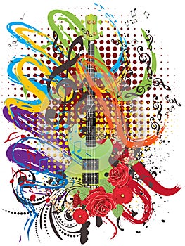 Grunge Guitar Illustration