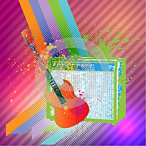 Grunge guitar, vector