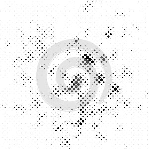 Grunge halftone texture. Comic pixelated spots and drops. Dirty white and black canvas. Dotted wallpaper. Vector