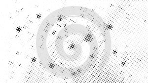 Grunge halftone texture. Comic pixelated spots and drops. Dirty white and black canvas. Dotted wallpaper. Vector