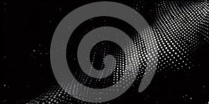 Grunge halftone texture creating a dynamic pattern on a black background