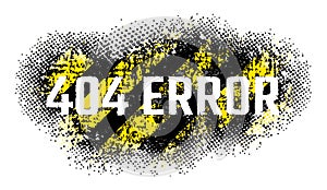 Grunge halvton yellow and black color and inscription 404 error design flat style vector illustration. isolated on white