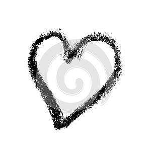 Grunge hand drawn chalk heart. Valentine day print. Vector grunge illustration.