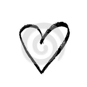 Grunge hand drawn chalk heart. Valentine day print. Vector grunge illustration.