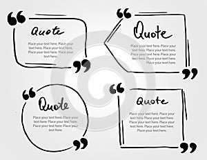 Grunge hand drawn marker blank quote template. Quote bubble with