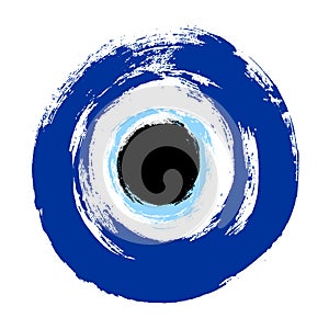 Grunge hand drawn Turkish evil eye. Mandala greek evil eye. Symbol of protection in Turkey, Greese, Cyprus. Blue Turkish Fatima`s photo
