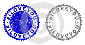 Grunge Hashtag ILOVEYOU Textured Stamp Seals photo