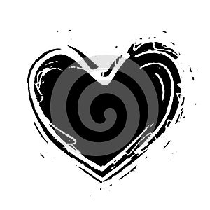 Grunge heart shape. Hand drawn vector hearts.