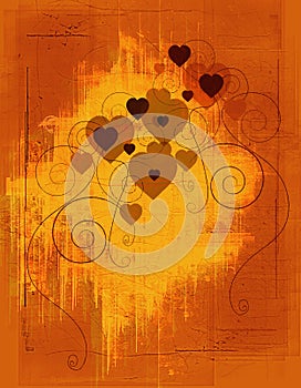 Grunge hearts amber