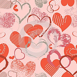 Grunge hearts pattern