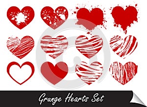 Grunge hearts set