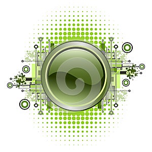 Grunge & hi-tech vector button.
