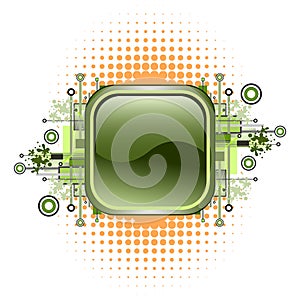 Grunge & hi-tech vector button.