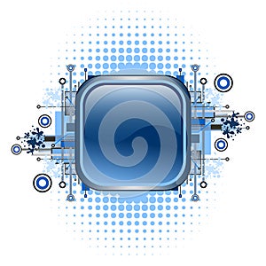 Grunge & hi-tech vector button.