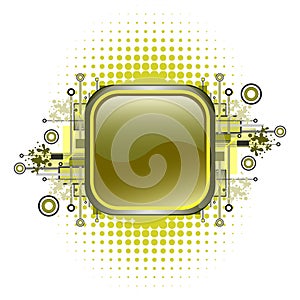 Grunge & hi-tech vector button.