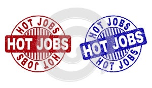 Grunge HOT JOBS Scratched Round Stamp Seals