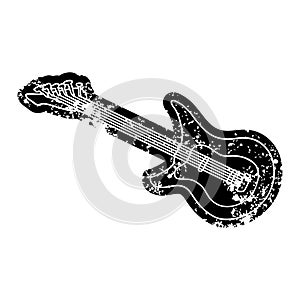 grunge icon drawing of a guitar