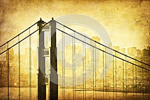 Grunge image of Golden Gate Bridge, San Francisco,