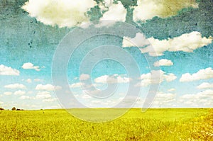 Grunge image of green field