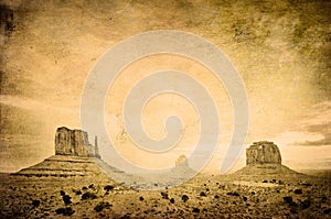 Grunge image of Monument Valley
