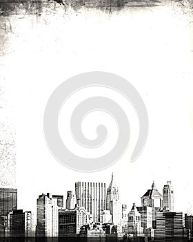 Grunge image of new york skyline