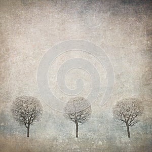 Grunge image of trees over grunge background