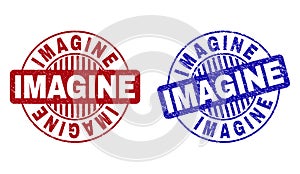 Grunge IMAGINE Scratched Round Stamps