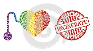 Grunge Incinerate Stamp Seal and Rainbow Pacemaker Mosaic Icon of Spheres