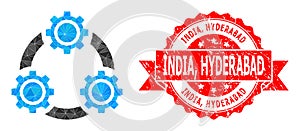 Grunge India, Hyderabad Seal And Gear Planetary Transmission Lowpoly Mocaic Icon