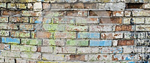 Grunge industrial differen color painted brick wall background in Kyiv, Ukraine.