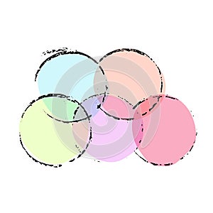 Grunge ink circles. Watercolor vector frames. Set of grungy round imprints.
