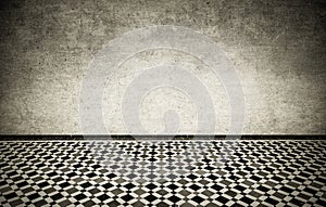 Grunge interior with vintage moroccan tiled floor