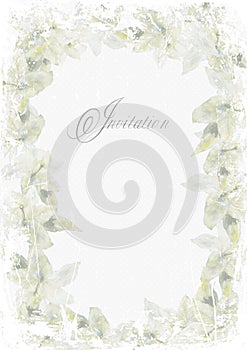 Grunge invitation card frame of lilies on a light background